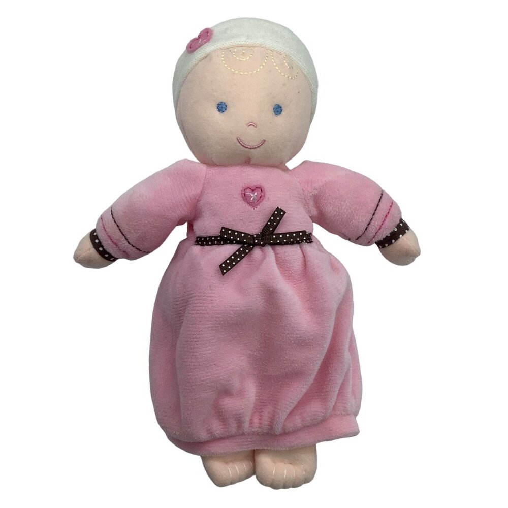 Carter's Plush Baby Doll Pink Dress Bow Velour Rattle Toy SOFT 10" Style #9278
